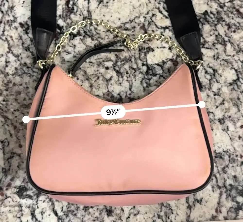 Vintage Y2K Juicy Couture Pink Crossbody Shoulder Bag Purse Gold Chain